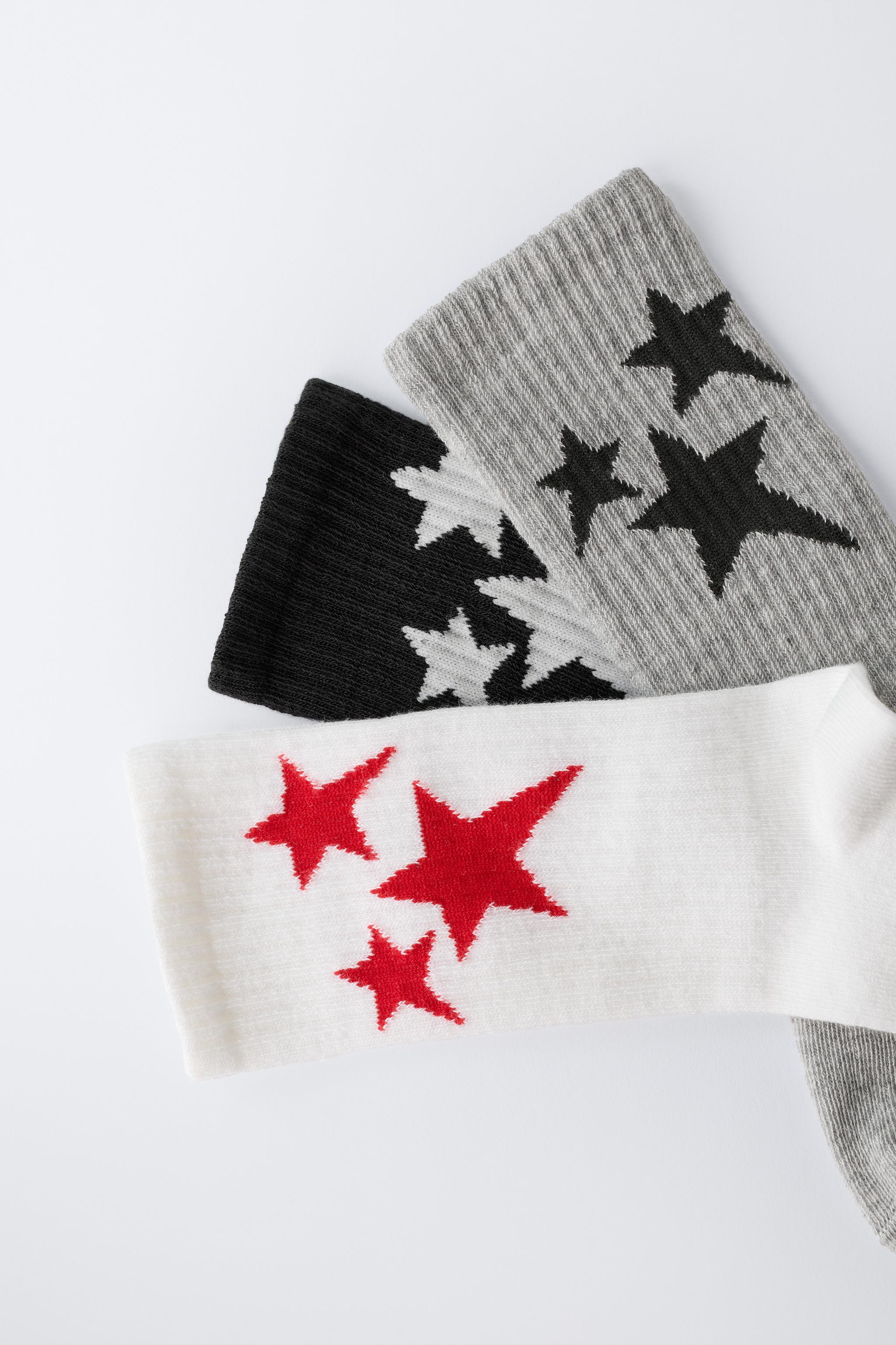 THREE-PACK OF STAR MID-CALF SOCKS